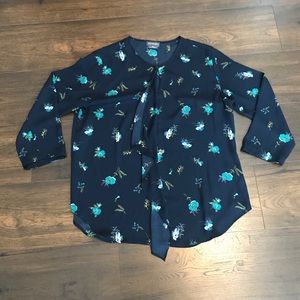 Van Heusen Navy Floral Print Blouse